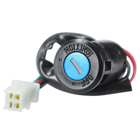 Ignition Starter On Off Switch Key for 50cc to 250cc Chinese ATVs Dirt Bikes Go Karts Mopeds Scooters and Quad Bikes, close-up view.
