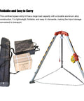 Darn Sturdy Portable Emergency Rescue Tripod With 30 Meter Winch And Legit Aluminum Frame For Deep Well Sewer And Tight Job Sites 440 Lbs Heavy Duty Adjustable Rope System with carry bags and winch.