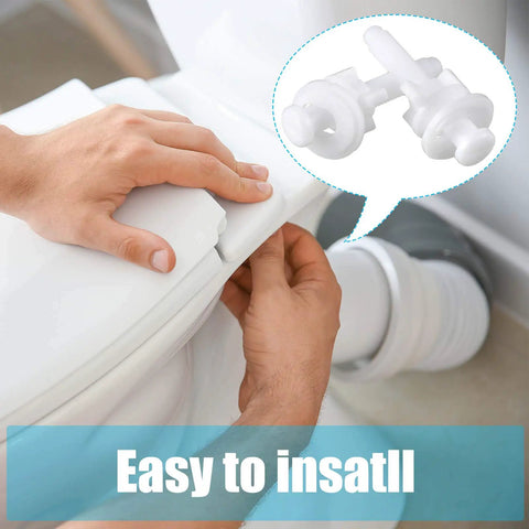 No Sweat Toilet Seat Screw Kit Featuring Heavy Duty Plastic Bolts And Tight Locking Nuts For Quick Bathroom Fixes and installation process shown.
