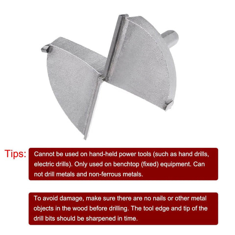 Angled side view of uxcell 70mm Forstner drill bit, gray tungsten-carbide wood hole saw with shank