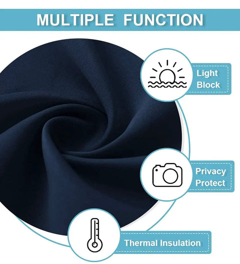 Self Sticky Blackout Curtain Panel For Windows And French Doors No Drill Easy Install Thermal Insulated Light Blocking And Energy Efficient Double Blind Navy 26 By 69 Inches One Panel With Included Straps product features diagram