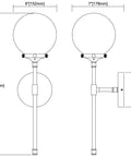 Dimensions diagram of One Light Matte Black Sconce With Clear Glass For Mid Century Modern Classic Vibe Living Room Hallway.