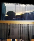 Stainless Steel Wall Mount Curtain Wire Rod Set With 20 Clips, Heavy Duty Picture Hanging Wire for window drapes in living room scene