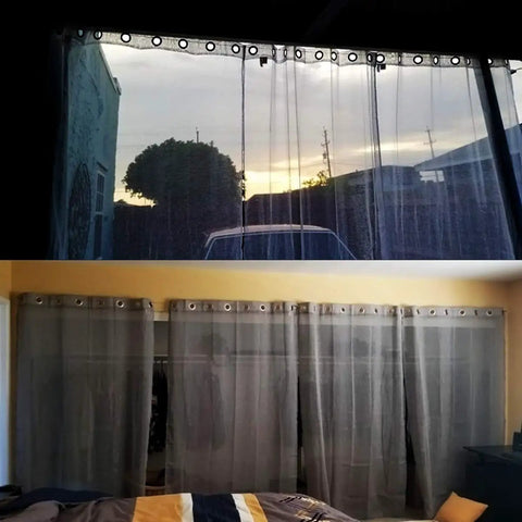Stainless Steel Wall Mount Curtain Wire Rod Set With 20 Clips, Heavy Duty Picture Hanging Wire for window drapes in living room scene