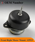2 Pcs Engine And Trans Mount Kill The Rattle Compatible With Ford Mustang 2005 To 2019 V6 4.0L 3.7L V8 4.6L 5.2L Lock Ride Solid Swap Heavy Duty Direct Replacement Set Front right motor mount with black top and steel base.