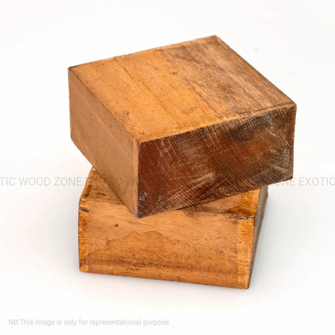 Two African mahogany bowl blanks, 10 x 10 x 2 inches, kiln-dried hardwood blocks.