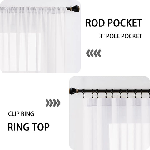 Airy Sheer Door Curtain Panel 25 By 72 Inches White Linen Look Voile with rod pocket options for French doors