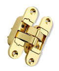 Three Dimensional Invisible Door Hinges For Wood Doors And Swing Doors Hidden 180 Degree Open Adjustable Door Hardware Durable Alloy Silver Left Finish For DIYers And Home Renovation Projects. Gold hinge close-up view