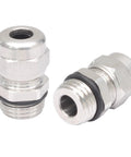 Two Pack NPT Three Eighths Inch Waterproof Stainless Steel Cable Glands Adjustable Four To Eight Millimeter Range Weatherproof Wire Connector