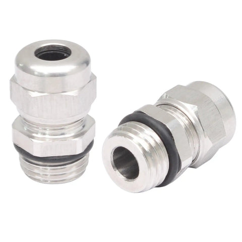 Two Pack NPT Three Eighths Inch Waterproof Stainless Steel Cable Glands Adjustable Four To Eight Millimeter Range Weatherproof Wire Connector