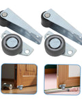 Heavy Duty 8 Pack Silent Barn Door Casters With Premium Rubber And Steel Rollers Slide Like Butter On Hardwood And Tile Floors Kick Back Free Guided Stability Kit For Any No Fuss Diy Project, showing wheels and brackets.