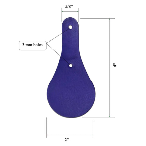 Premium Thick Vegetable Tanned Leather Keychain Blanks, Dope Teardrop DIY Craft Kit With Heavy Duty Hardware, Hand Dyed Skived Necks For Custom Engraving And Stamping Sweet Projects, 10 Pack, purple teardrop keychain blank with dimensions.