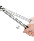 3/8 Inch Drive Micrometer Torque Wrench With Audible Click for Precise Tightening 10 80 Ft Lb Range in hand use illustration