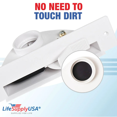 Central Vacuum Automatic Dust Pan Attachment With On Off Switch Kickplate, Universal Inlet Valve, White Finish, Close-up