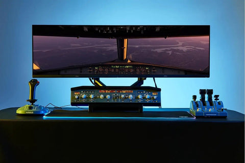 A320 FCU Flight Controller for real aircraft feel and precise control, plug and play USB interface, PC compatible setup shown