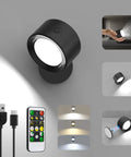 Racokky LED Wall Mounted Lights with Remote, Rechargeable Wall Sconces in black, showcasing remote and USB-C cable.