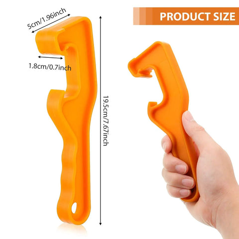4 Pack Plastic Bucket Lid Openers For 5 Gallon Paint Cans Easy Lid Remover Wrench Tool showing product size in inches and cm