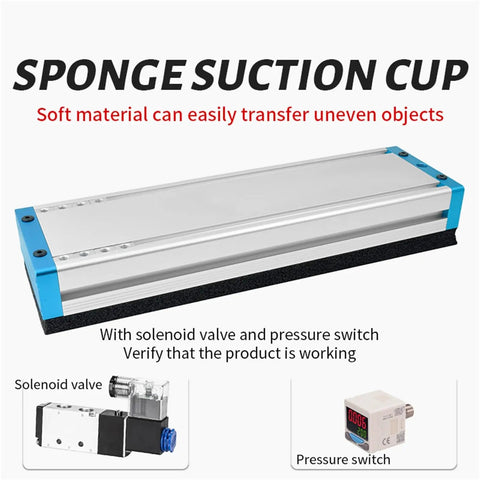 All In One Integrated Vacuum Gripping System For Robotic Conveyors shown with sponge suction cup feature