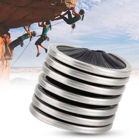 Rope Cleaning Brush For Rock Climbing And Caving, Quick Dry, Easy To Use Rope Wash Tool with climbers on rock wall background