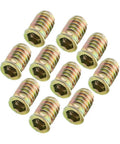 Solid M6 By 15mm Furniture Insert Nuts Hex Socket Fasteners With Zinc Coating For Wood Projects, pack of 10.