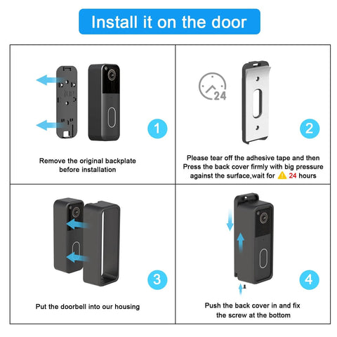 Adhesive Doorbell Mount For All New Video Doorbell Camera 2nd Gen No Drill Mounting Bracket With 360 Degree Coverage installation steps