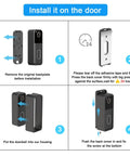 Installation steps for adhesive mount for second gen video doorbell no drill mounting bracket with 360 degree protection.