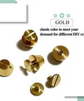 Hella Durable Gold Brass Rivet Studs For Handbags And Purses Heavy Duty Screw Back Feet, 12mm flat head tops.
