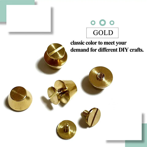 Hella Durable Gold Brass Rivet Studs For Handbags And Purses Heavy Duty Screw Back Feet, 12mm flat head tops.