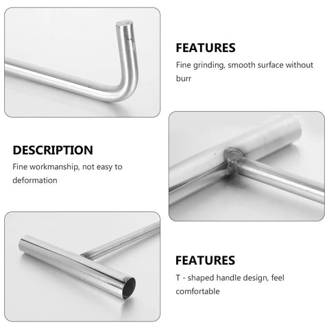Heavy Duty Stainless Steel Manhole Cover Hook With Sturdy T Shaped Handle Design For Dead Simple Storm Drain Grate Lifting close-up of handle and smooth surface