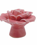 Two Pack Ceramic Vintage Floral Rose Drawer Knobs For Dresser Closet Kitchen Cupboard Includes Screws Pink Shiny Polished Finish 40mm Diameter By 34mm Height close-up view