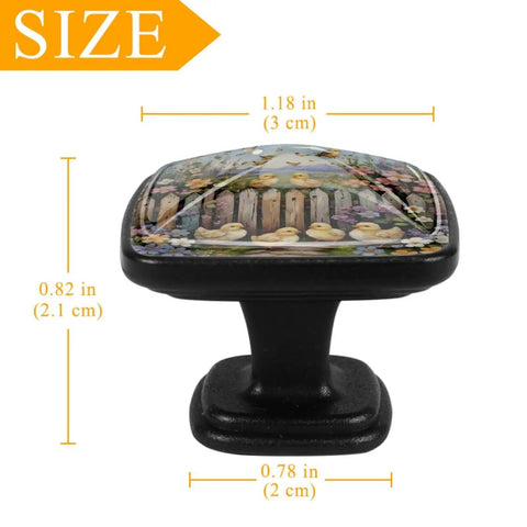 4 Pack Square Cabinet Knobs Set With Black Finish Dope ABS And Glass Pulls For Kitchen Bathrooms Dressers Drawers Detail View