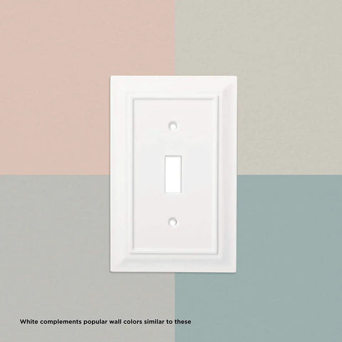 Beadboard Style Light Switch Cover 1 Gang Wall Plate In Pure White against colorful background