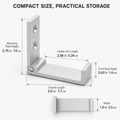 Legit Heavy Duty Folding Wall Hooks 4 Pack Silver Aluminum Alloy Flip Down Coat Rack dimensions and design for space saving organization.