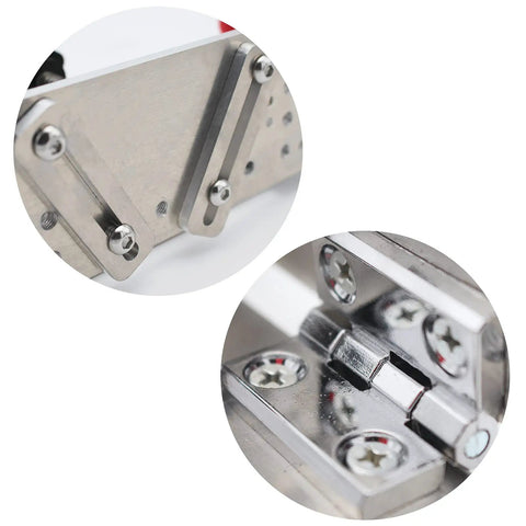 Close-up of Aluminum Knife Sharpener Jig With Dual Arm Grips Knife Sharpening Locator Clip for Belt Sander Machine Pro Grade Aid