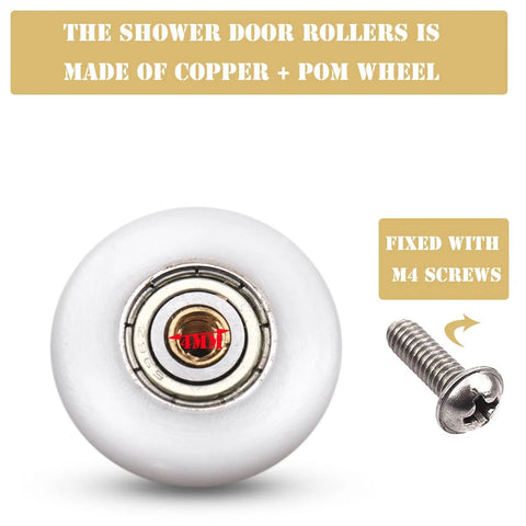 4 Pcs Shower Door Rollers Runners Wheels 19mm Replacement Part For Bathroom Glass Sliding Shower Doors Roller Wheel with M4 screw