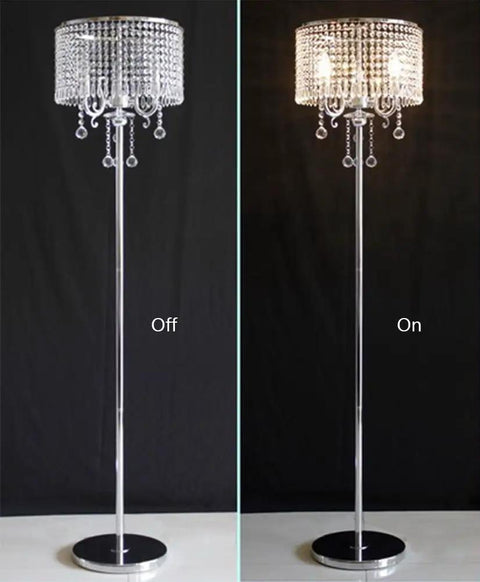 Crystal Floor Lamp With Chrome Finish, Tall Standing Light For Living Room, Bedroom, Office, 59 Inch Tall, Easy Assembly, Requires E12 Bulb Handpicked Crystal Details For A Luxe Glow Vibe