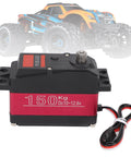 Heavy Duty DS51150 Digital Servo Delivering Rock Solid One Hundred Fifty Kilogram Torque And Lightning Fast Steering Response For One Fifth Scale RC Car Rigs, showing side view with wire attached.