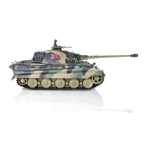 One Six Scale German King Tiger RC Tank RTR With 2.4G Radio Ready To Run Shooting 6mm BBs side view camo design