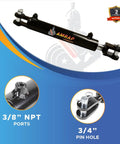 Heavy Duty 1.5 Inch Bore 8 Inch Stroke Hydraulic Cylinder Double Acting Welded Clevis With Three Eighths Inch NPT Ports 3000 PSI Rated
