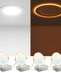 16 Pack 4 Inch Recessed LED Downlights With Night Light Five CCT Options showing illuminated and night light modes