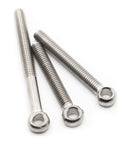 Heavy Duty 304 Stainless Steel Lifting Eye Bolts And Ring Eye Nuts With Washers For Shade Sails Canopies Rigging Anchor Ropes Built Different Top Shelf Hardware M3 M4 M5 M6 M8 Assorted Set close-up of three stainless steel lifting eye bolts with ring ends