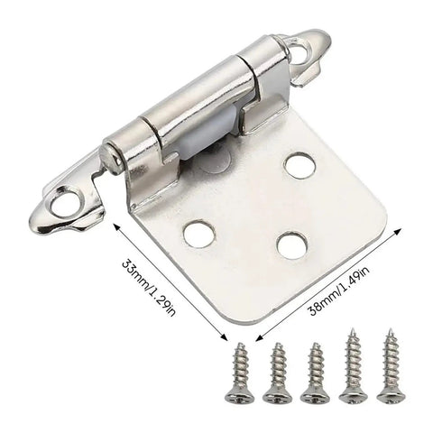 Heavy Duty Spring Hinge With Screws Iron Self Closing Overlay Mount Rustproof Cabinet Kitchen Hinge For Doors in silver with screws