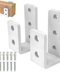 Heavy Duty 2x4 Door Barricade Brackets For Wood Sheds Gates And Basements Built Tough With Industrial Grade U Shaped Security Brackets One Quarter Inch Thick Steel 2x4 Lumber Lock White, close-up view with screws included.