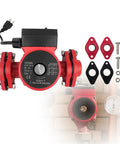 Heavy Duty Hot Water Circulator Pump With Three Adjustable Speeds For Residential Boilers And Plumbing Systems, red cast iron design with accessories.