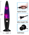 Purple Liquid Motion Lamp For Adults And Kids Magma Motion Lamp With White Wax Flows Glass Nightlight For Home Decor Christmas Thanksgiving Vibe Black Base showing dimensions and features