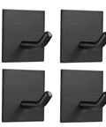 Heavy Duty Self Adhesive Hooks For Wall No Drill Install Peel And Stick Hangers Stainless Steel Strong Load 4 Pack Black