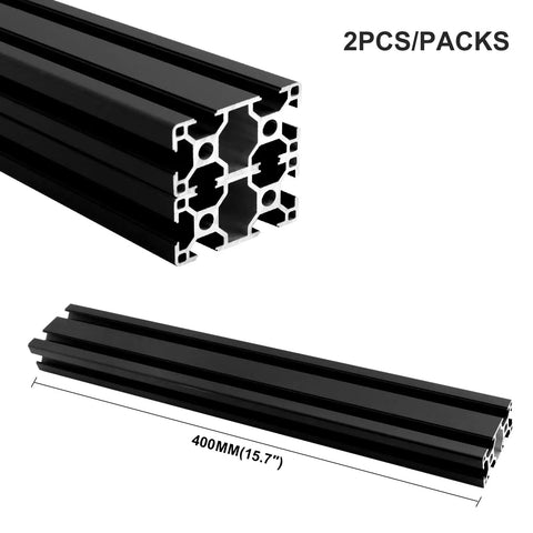 Big Bad Ass 3060 Aluminum Extrusion Profiles Black T Slot 400 mm Anodized Linear Rails, cross-section and length detail.