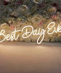 Lit 26 Inch By 7.9 Inch LED Neon Sign Best Day Ever With Dimmer 12V Power Adapter on flower backdrop wedding decor