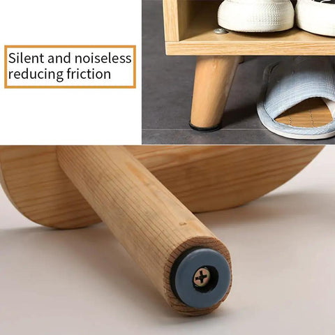 Heavy Duty Screw On Furniture Glides Built Damn Tough Slide Like Butter PTFE Teflon Chair Leg Floor Protectors For Hardwood Carpet And Tile Floors 1 Inch 12 Piece Set, showing a close-up of a wooden leg with glide.