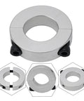 Double Split Shaft Clamp Collar 45mm 60mm Fits Drive System Secure Anti Rust Lock No Tools Needed Easy Install Fits Hard Soft Shaft Types on silver carbon steel collar